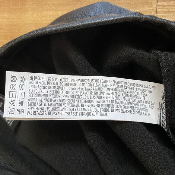 Forever 21 Women’s L Flare Pants Black Vegan Leather Back Zip Biker Gothic Moto - Picture 8 of 16